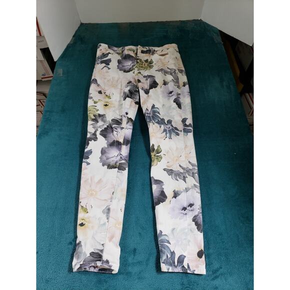 7 For all Mankind Jeans Size 28 Women Stretch Denim Pants Mid Rise Floral Ankle - Picture 1 of 13